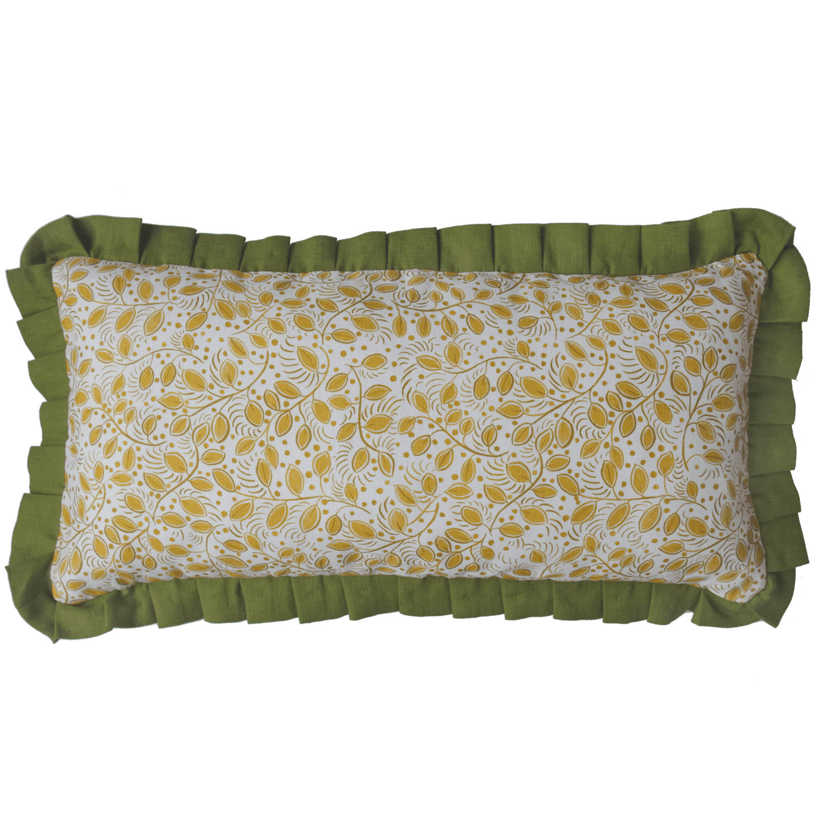 Printed Little Leaves Frill Cushion