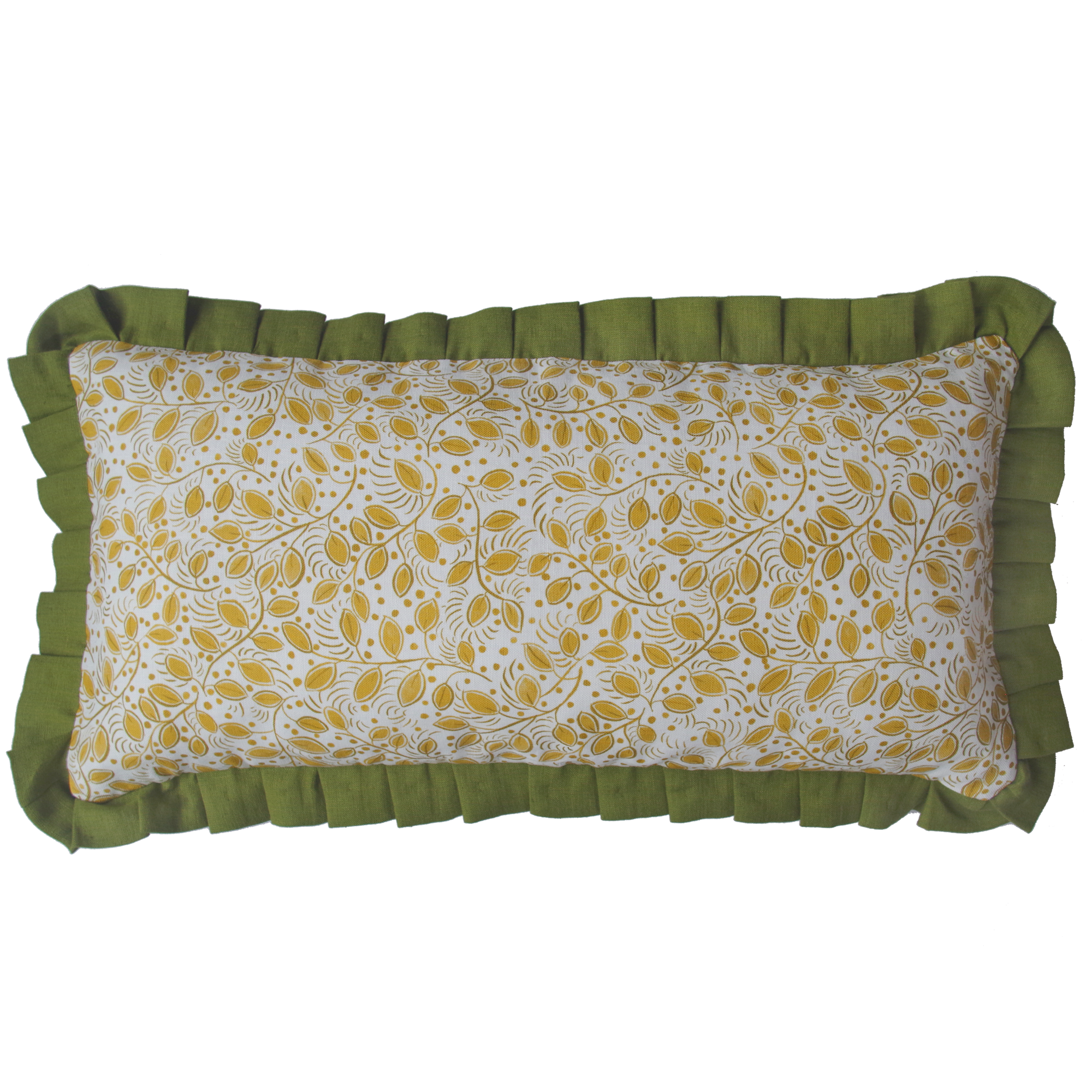 Printed Little Leaves Frill Cushion