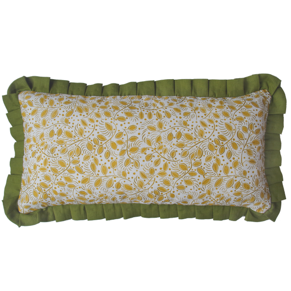 Printed Little Leaves Frill Cushion
