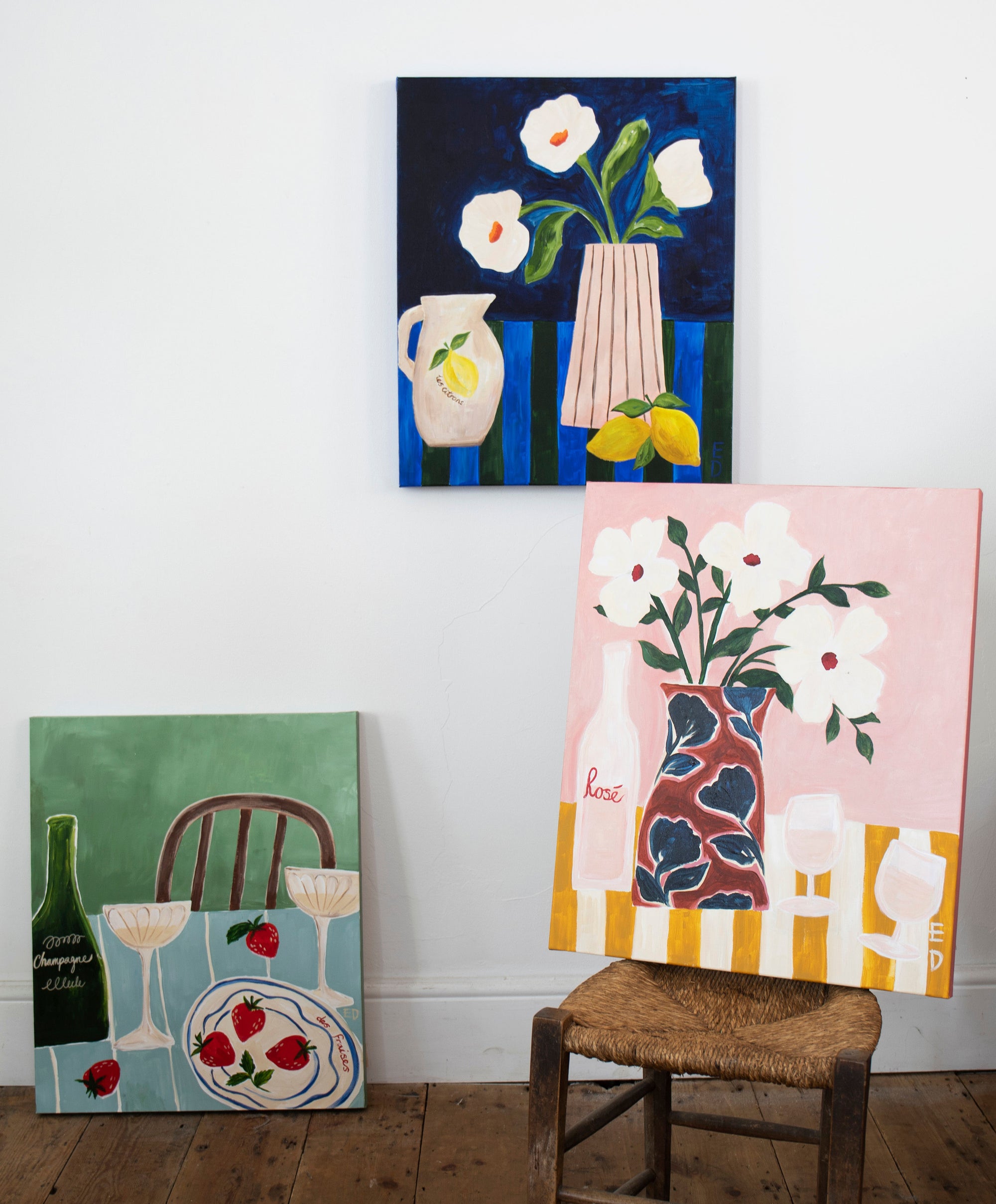 Strawberries & Champagne Acrylic Painting