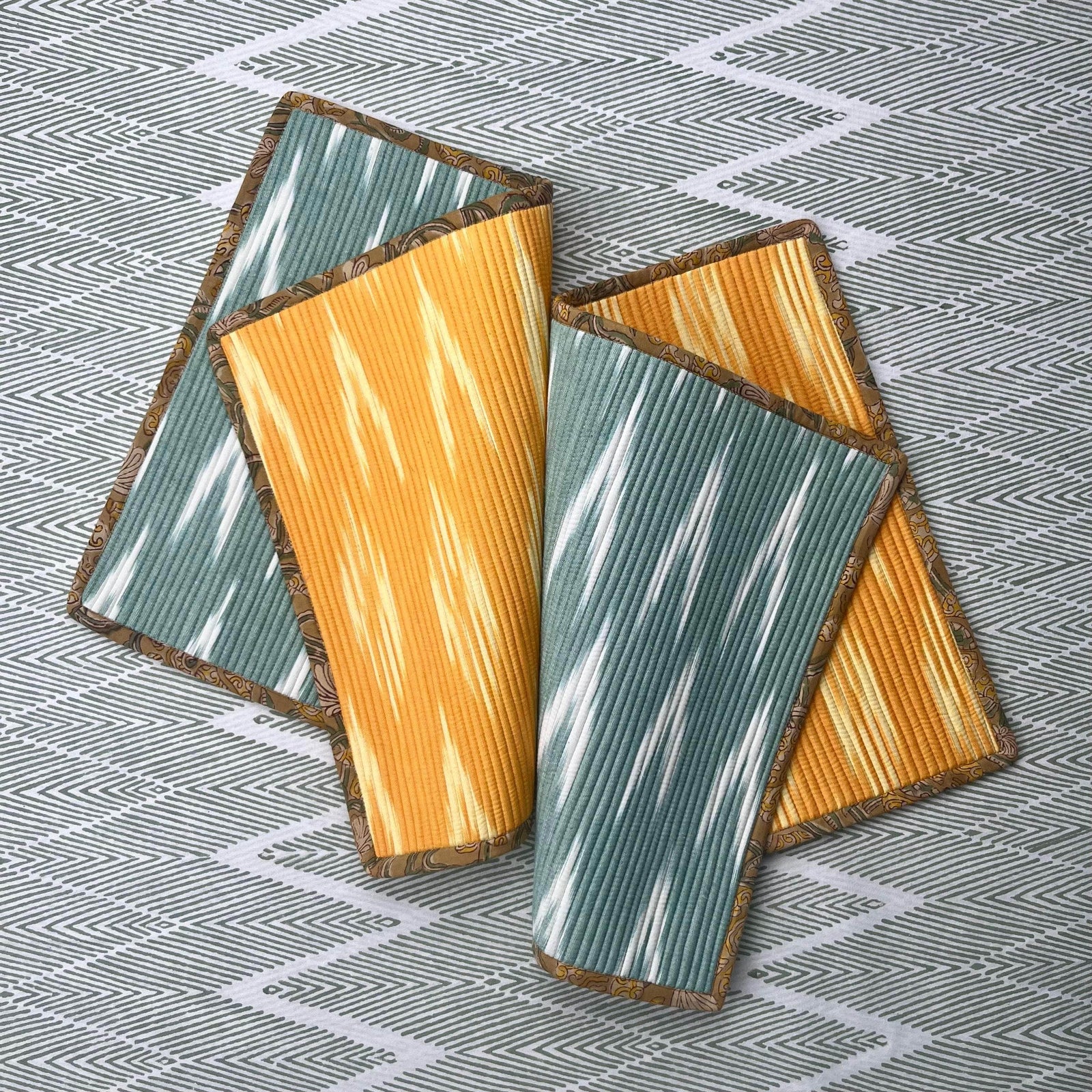 The Breakfast Ikat Placemat - Duckegg & Yellow