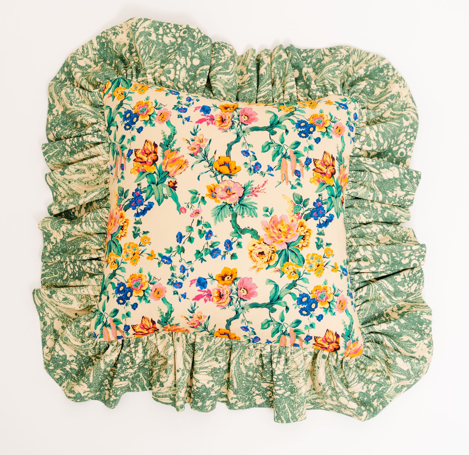 "Frilly Fancy" cushion in Fern green