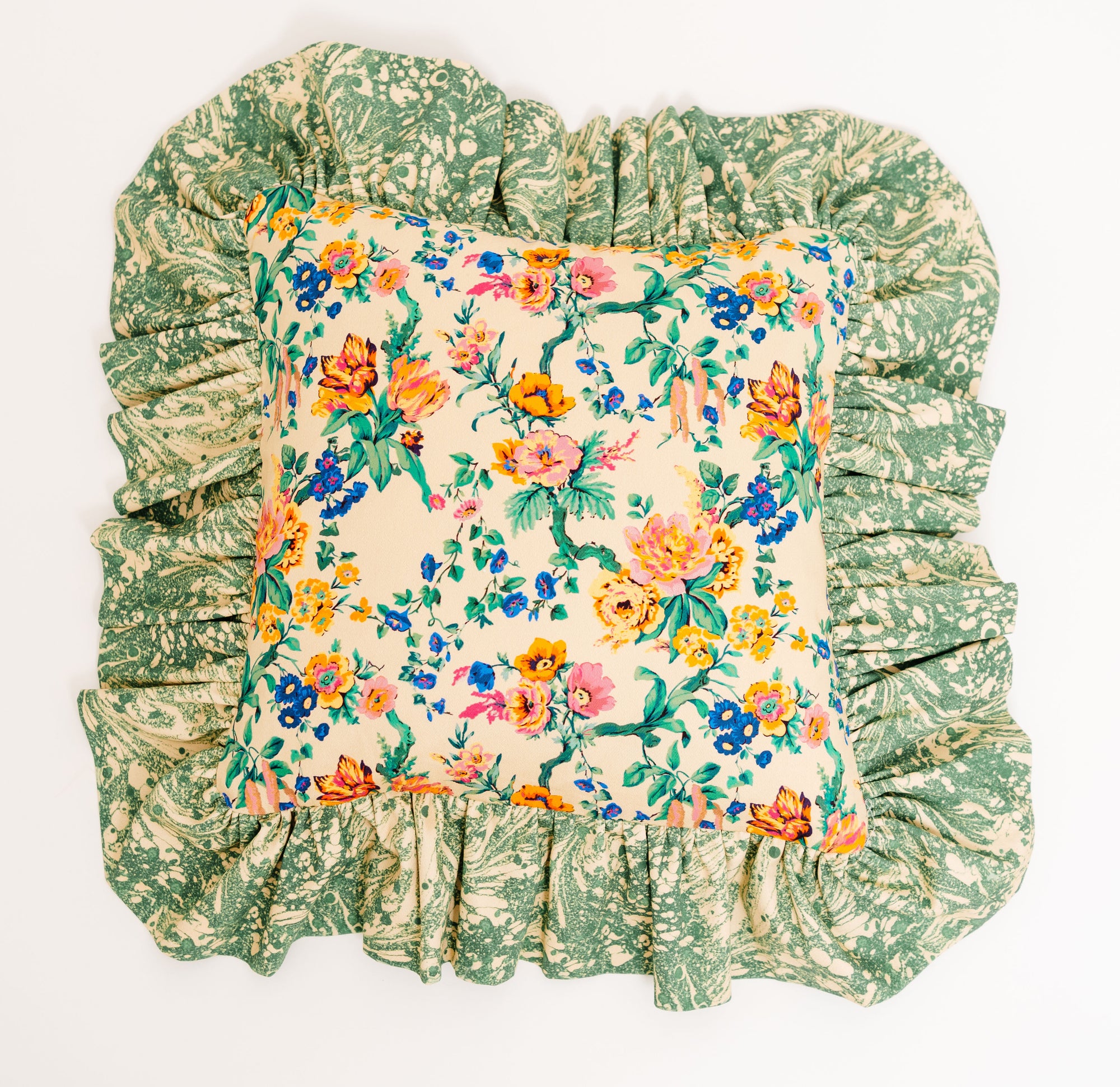 "Frilly Fancy" cushion in Fern green