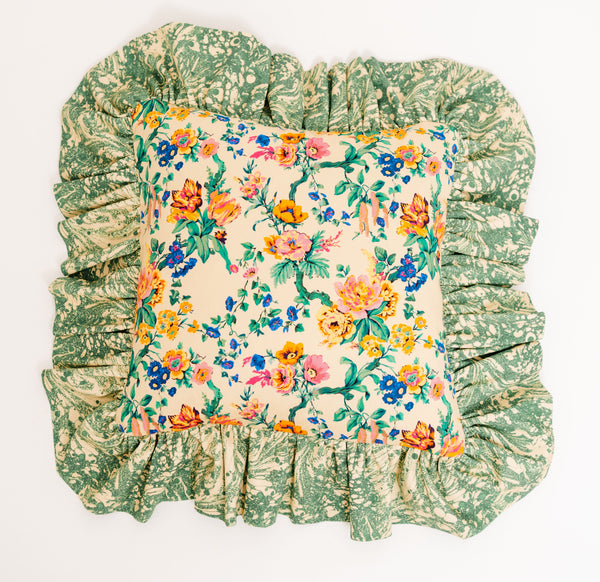 "Frilly Fancy" cushion in Fern green