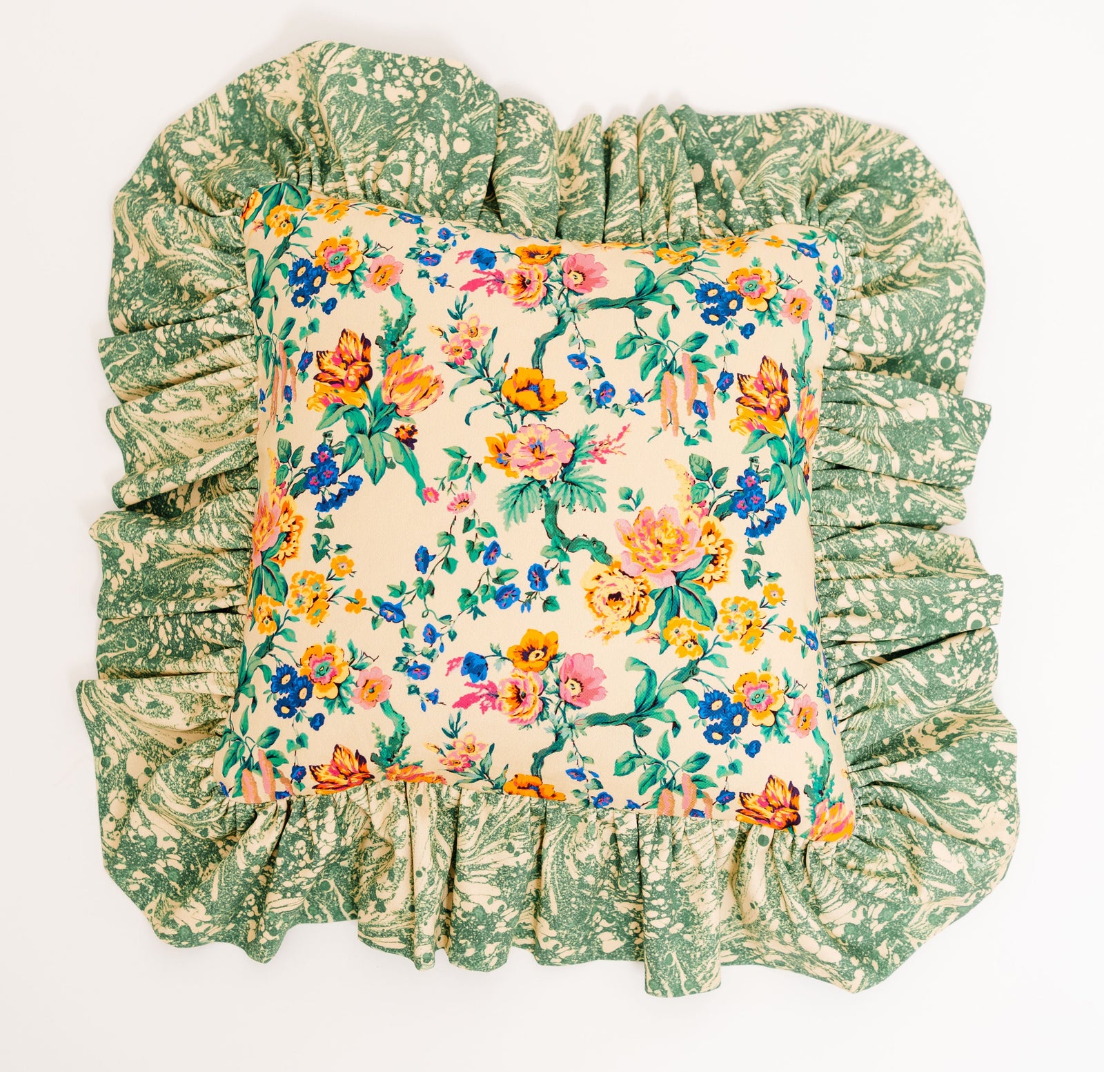 "Frilly Fancy" cushion in Fern green