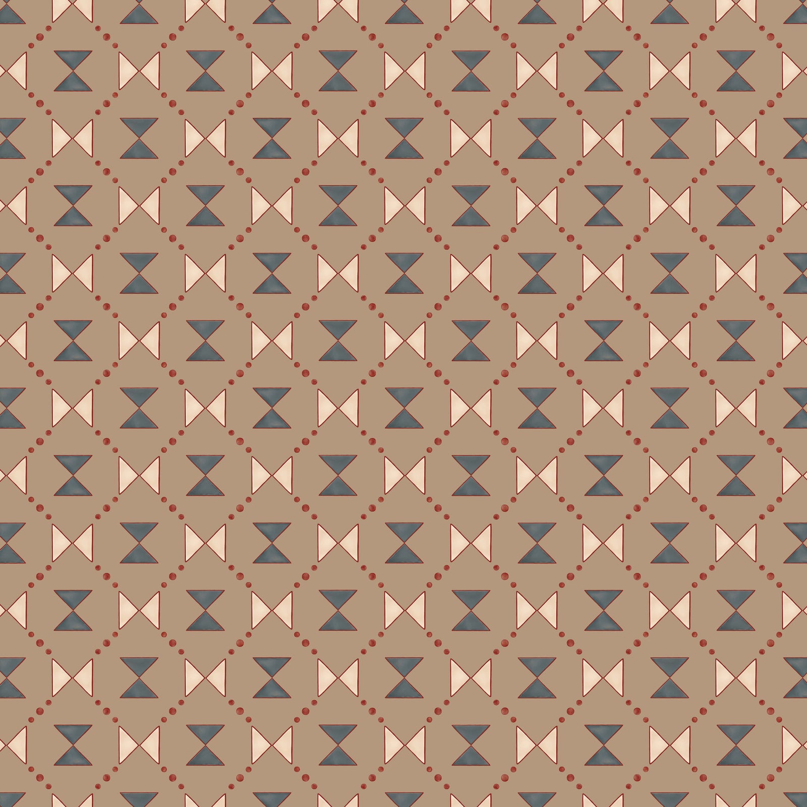 Bow Tie Quilt - Beige and Steel Grey