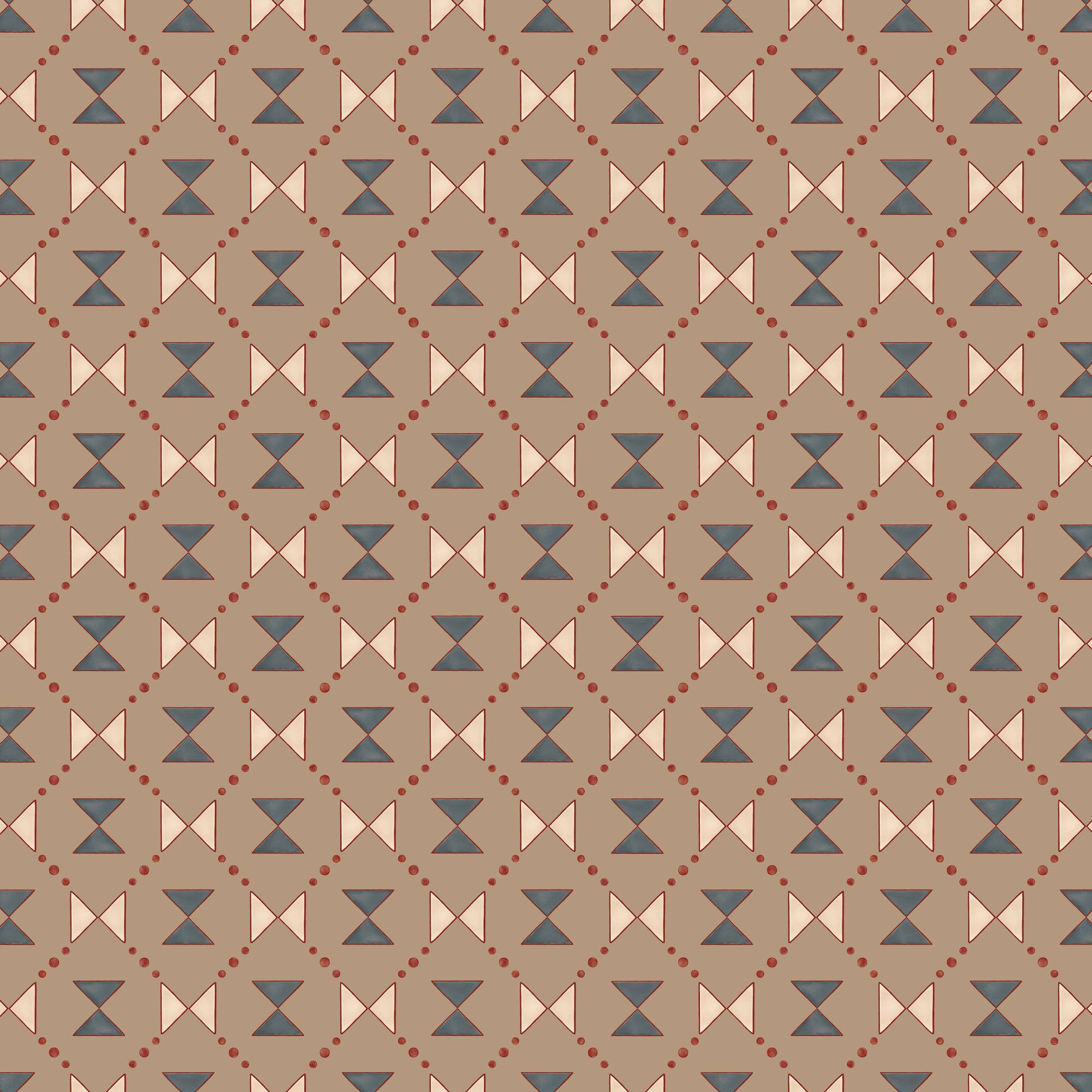 Bow Tie Quilt - Beige and Steel Grey