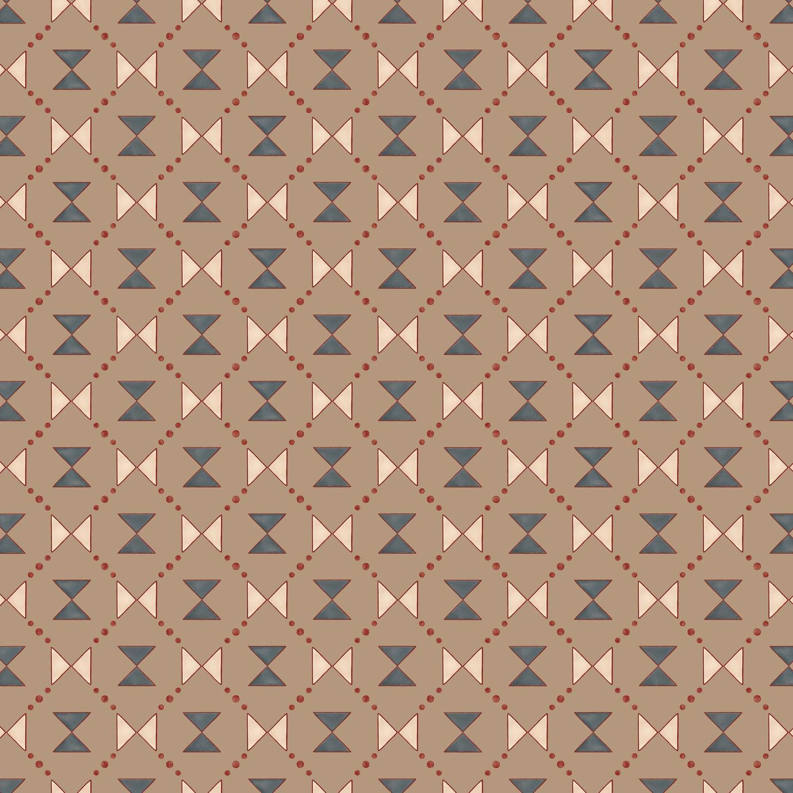 Bow Tie Quilt - Beige and Steel Grey