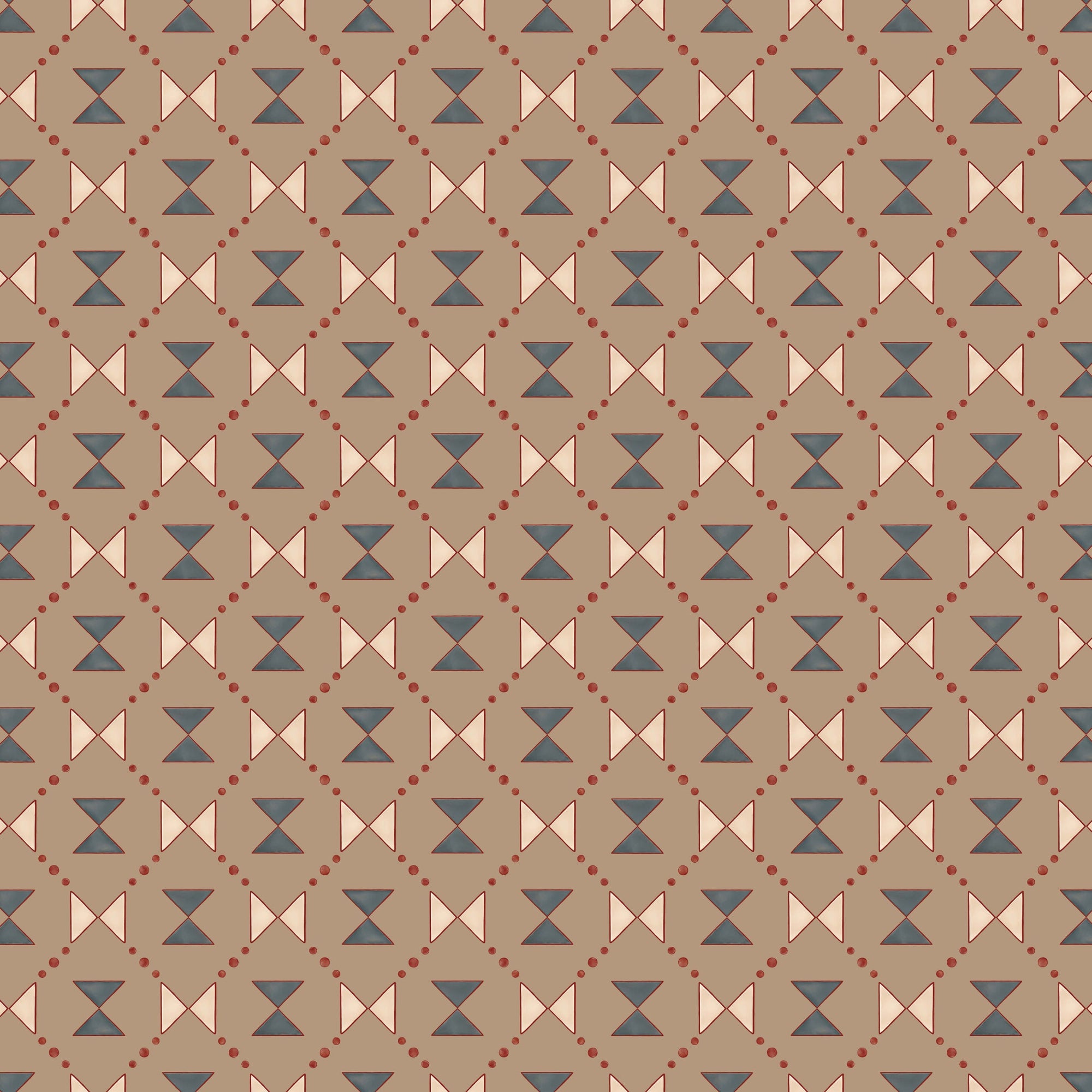 Bow Tie Quilt - Beige and Steel Grey