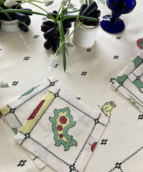 Re-Work Cocktail Napkins in Black Border Print- Set of Six