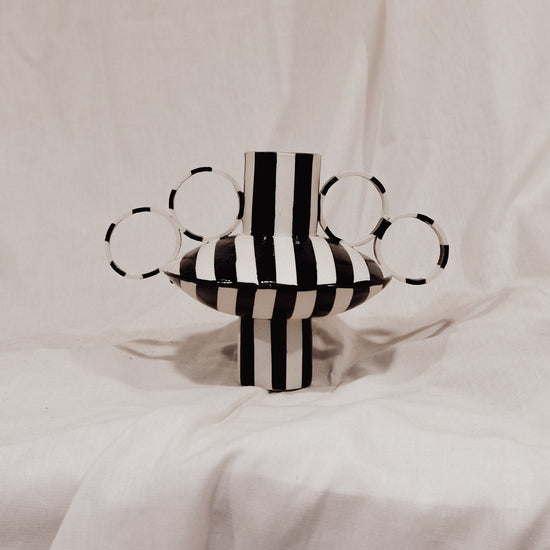 Small Zebrino - Classic Black & White Stripes - II - Porcelain Vase