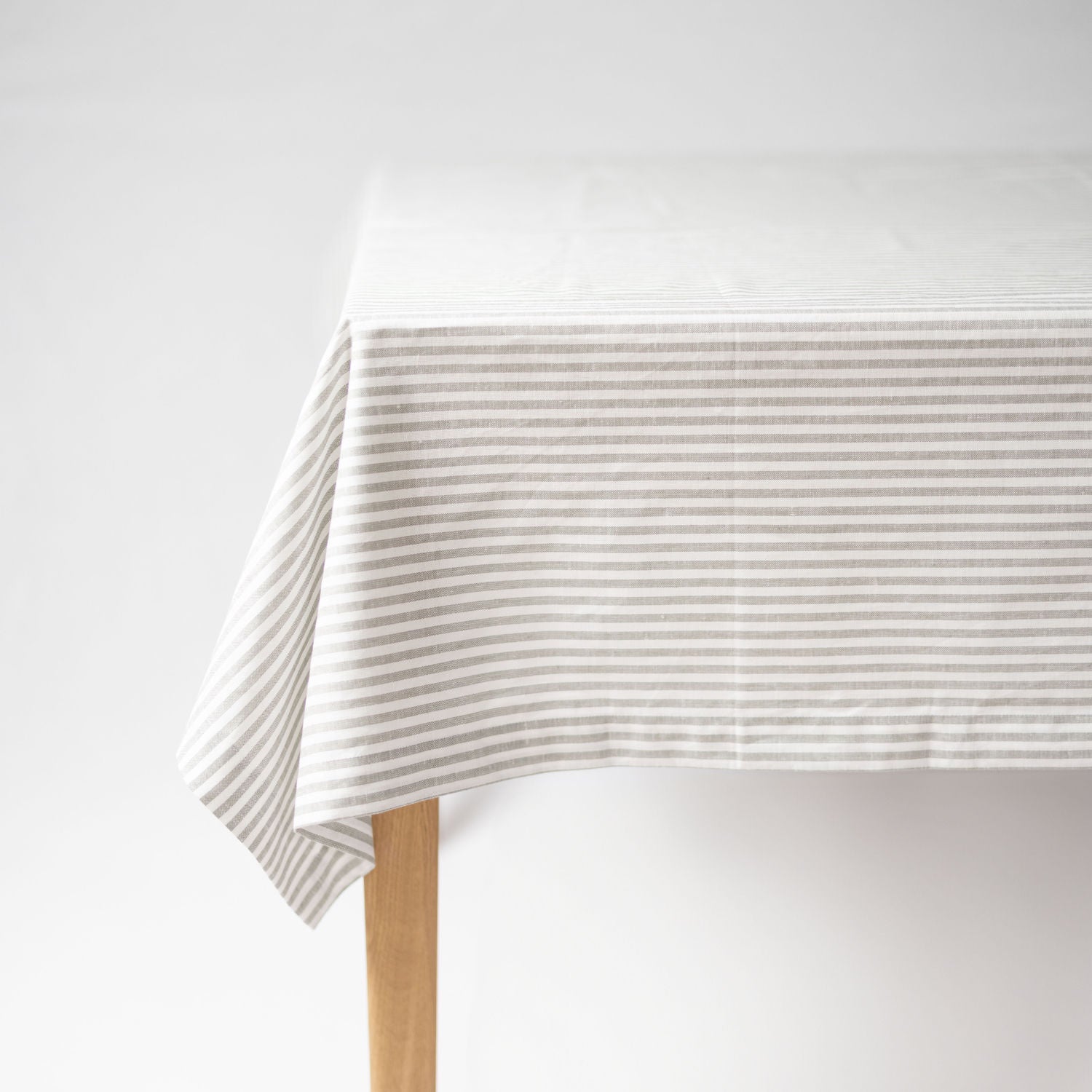 Grey Stripes Linen Tablecloth