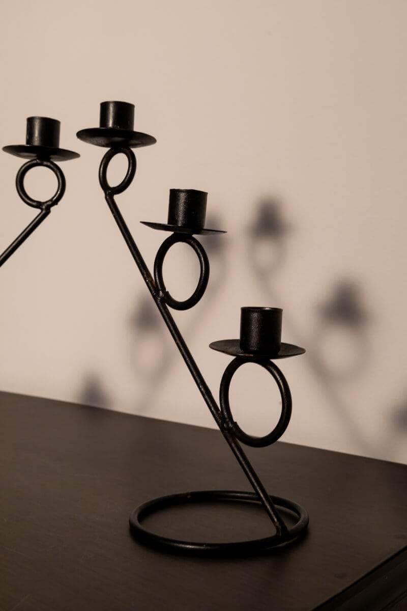 Modernist Metal Candle Holders Pair