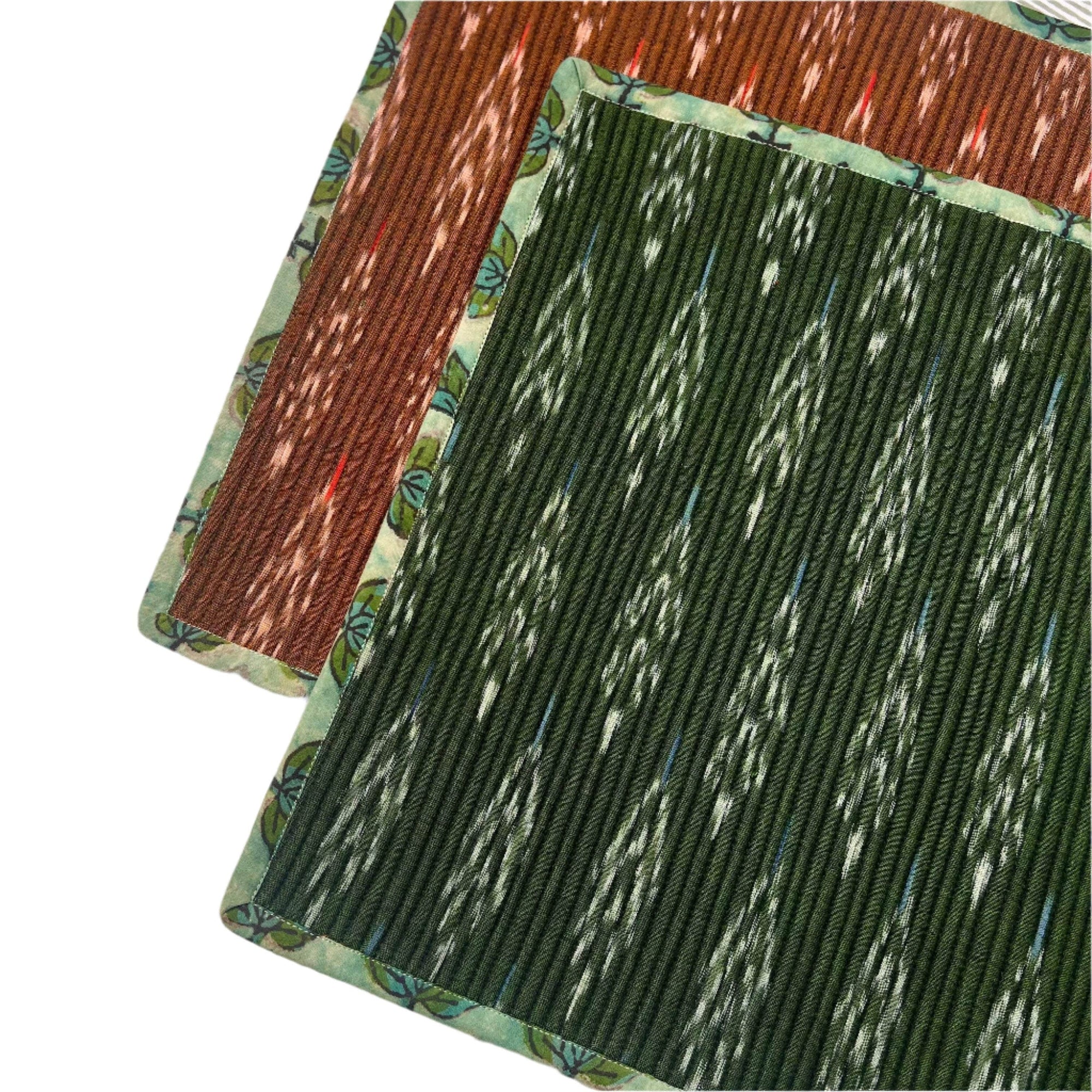 The Breakfast Ikat Placemat - Green & Brown