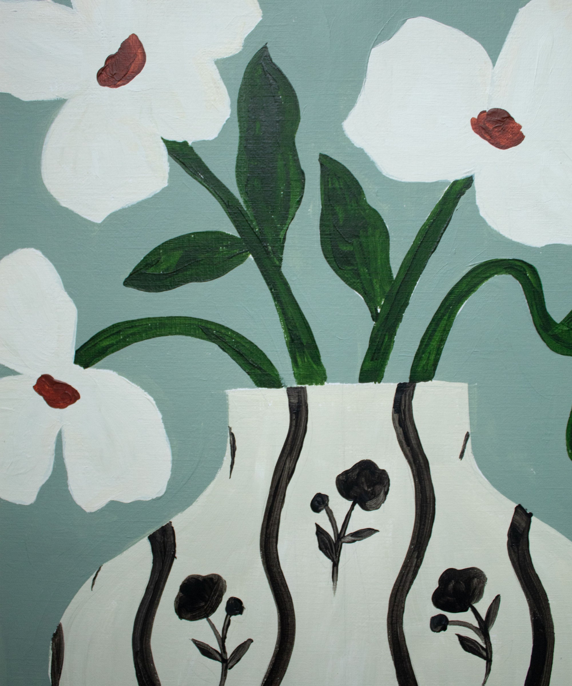 Floral Patterned Vase, Original Painting
