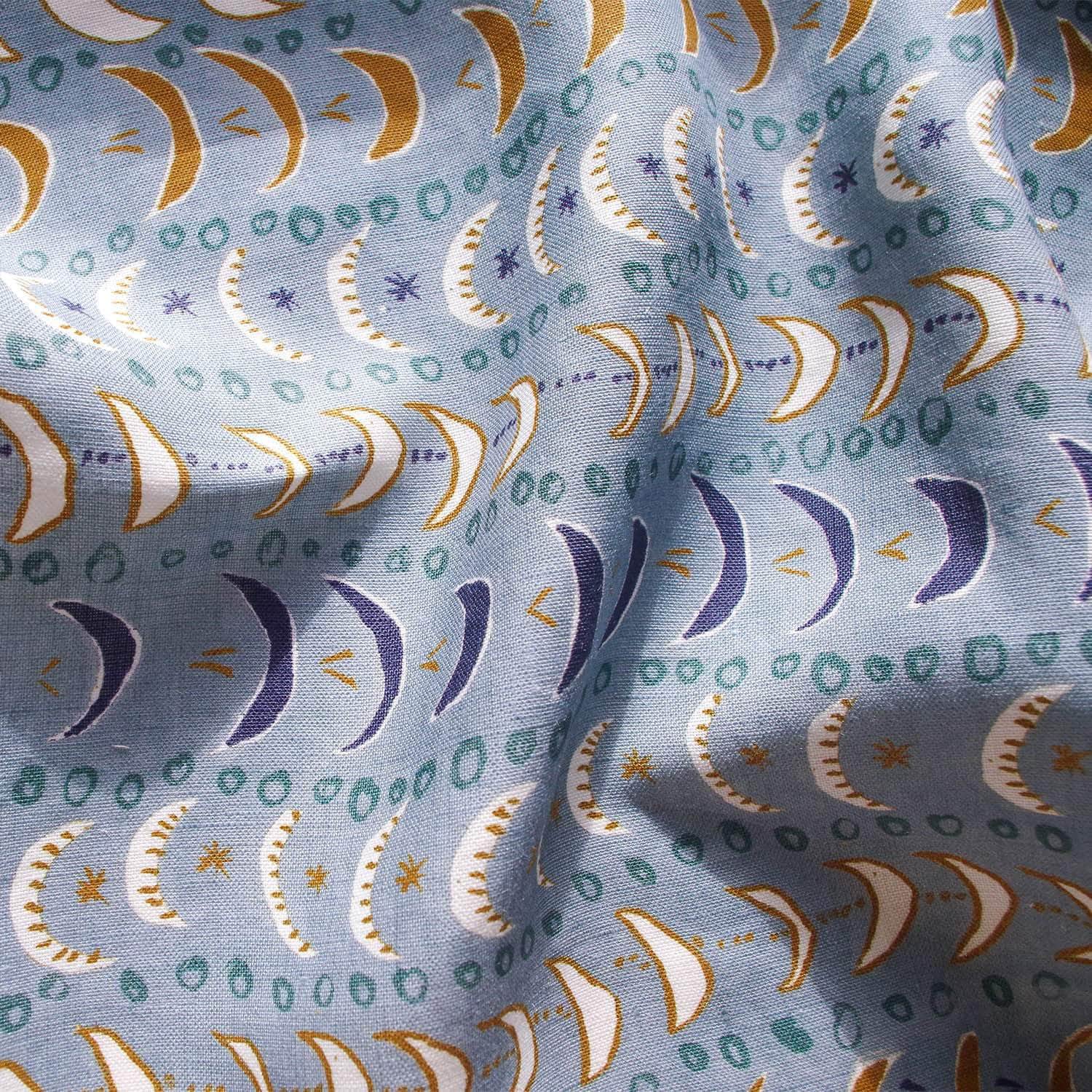 Printed Mini Moons Fabric - Blue