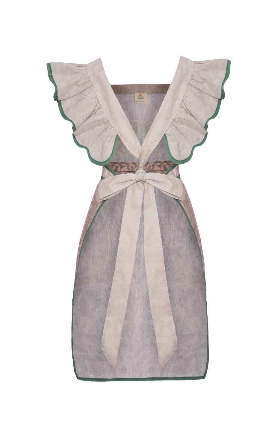 Full Frill Hosting Apron in Pink Linen