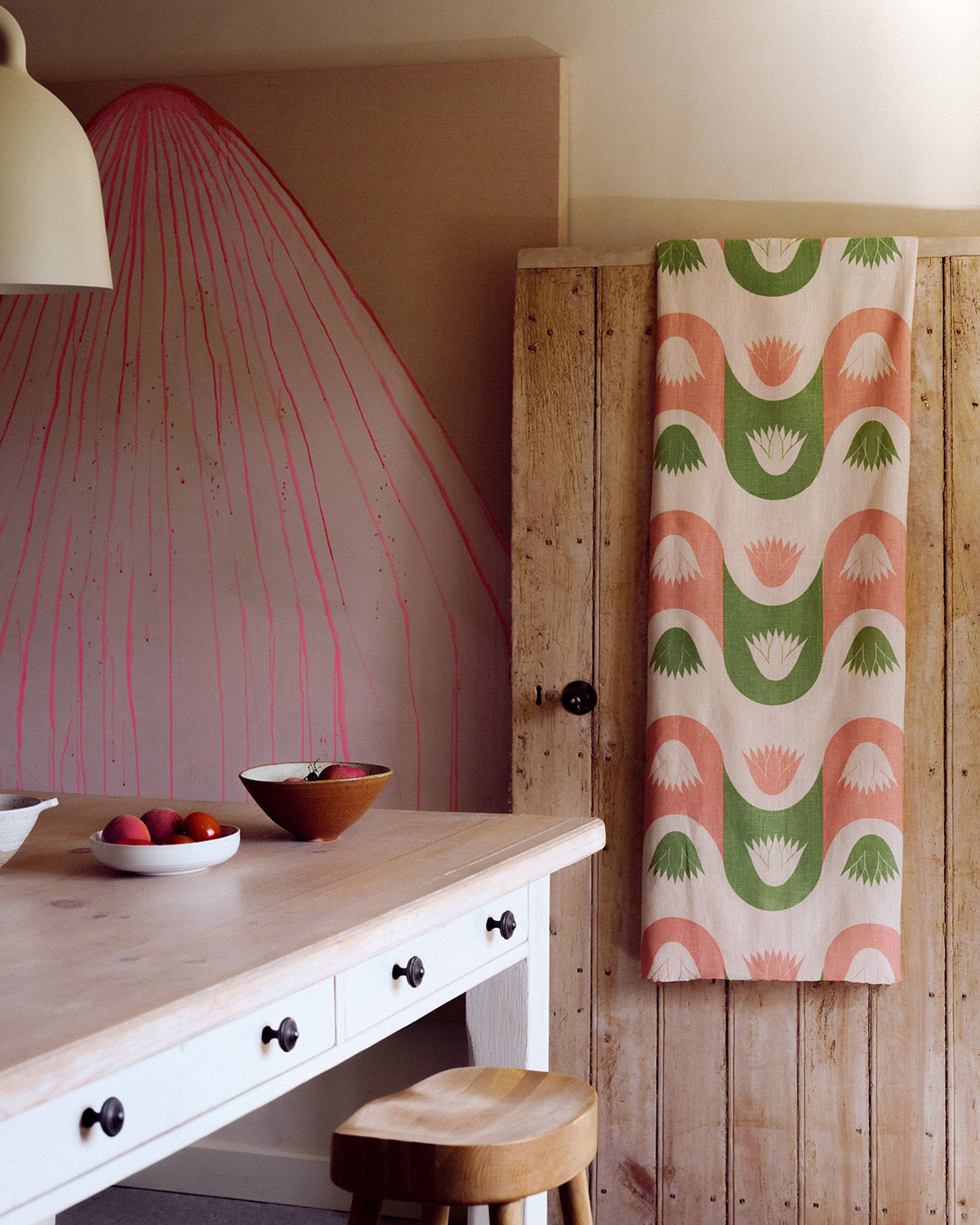 Papyrus Stripe Fabric (Plaster Pink and Sage Green)