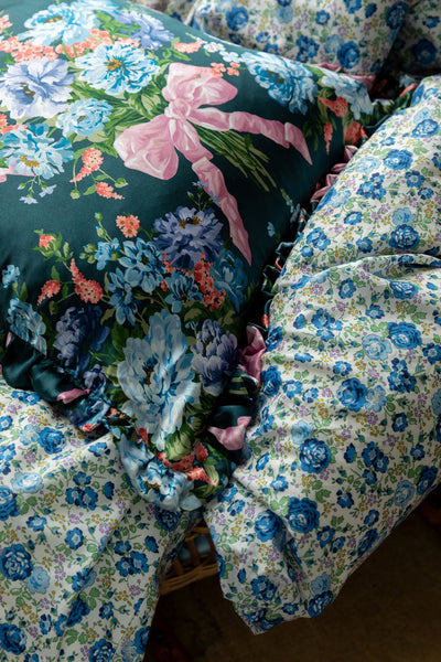 Silk Cushion made with Liberty Fabric 'Bow Bouquet'