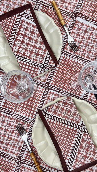 ’The Trellis’ Tablecloth - Dusty Pink & Plum