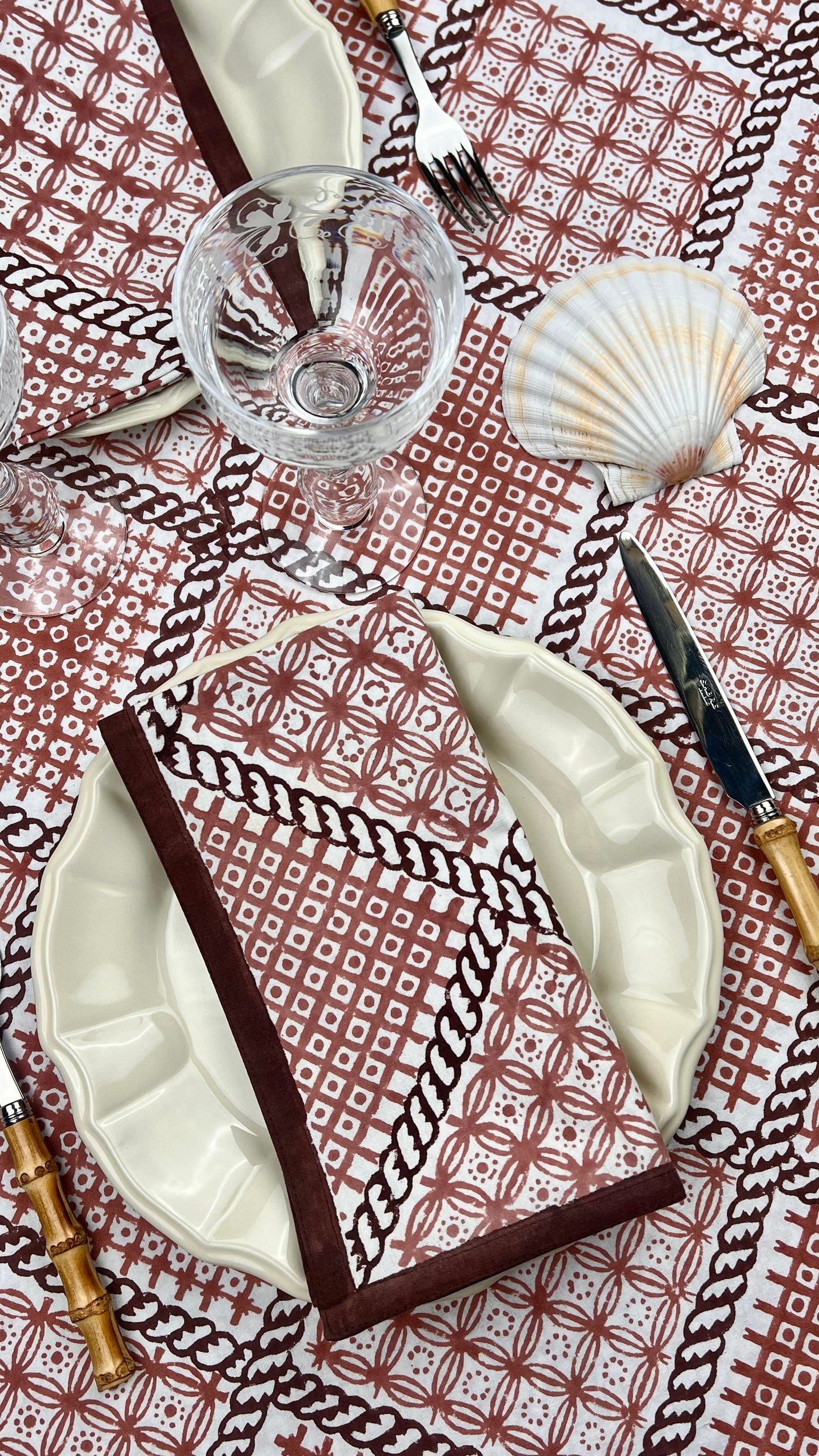 ’The Trellis’ - Napkin Set of 4 - Dusty Pink & Plum