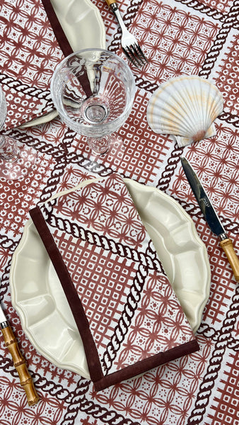 ’The Trellis’ - Napkin Set of 4 - Dusty Pink & Plum