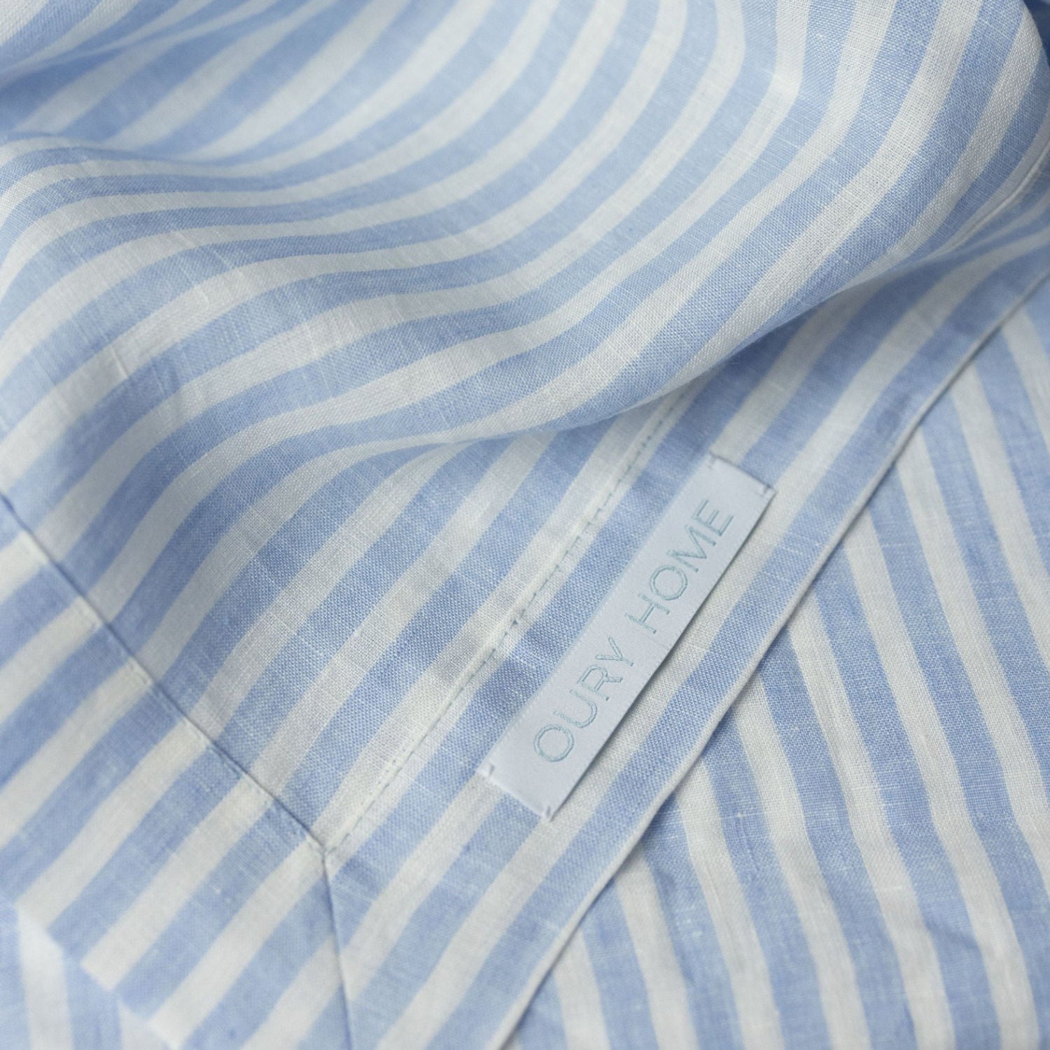Blue Stripes Linen Tablecloth