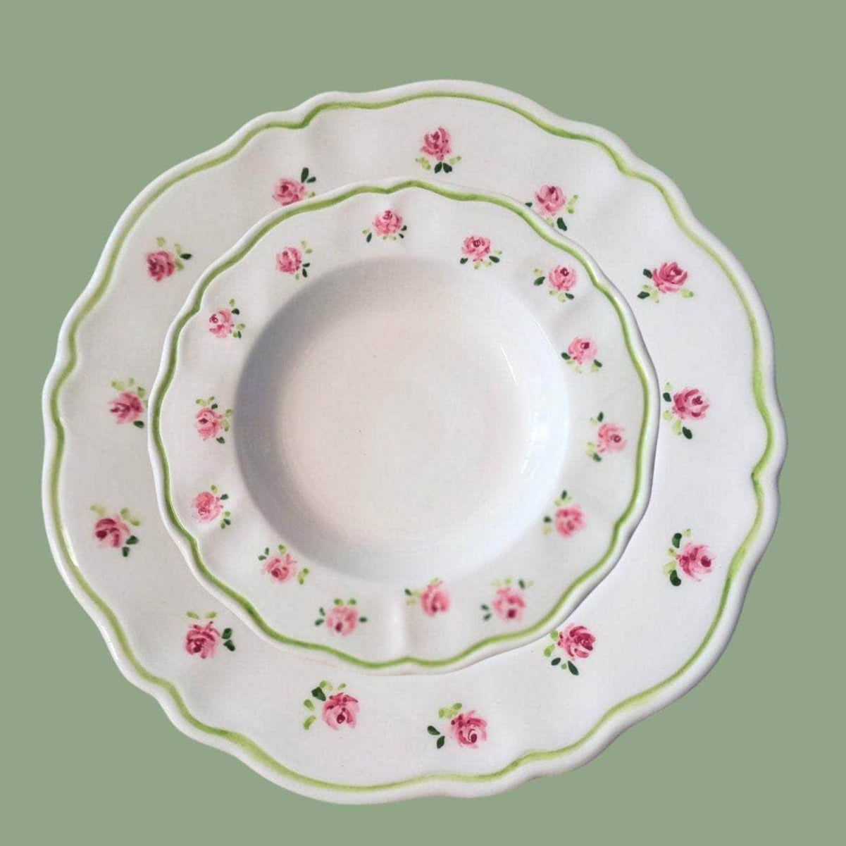 Ceramic Provence Pink Floral Plate Set of Six