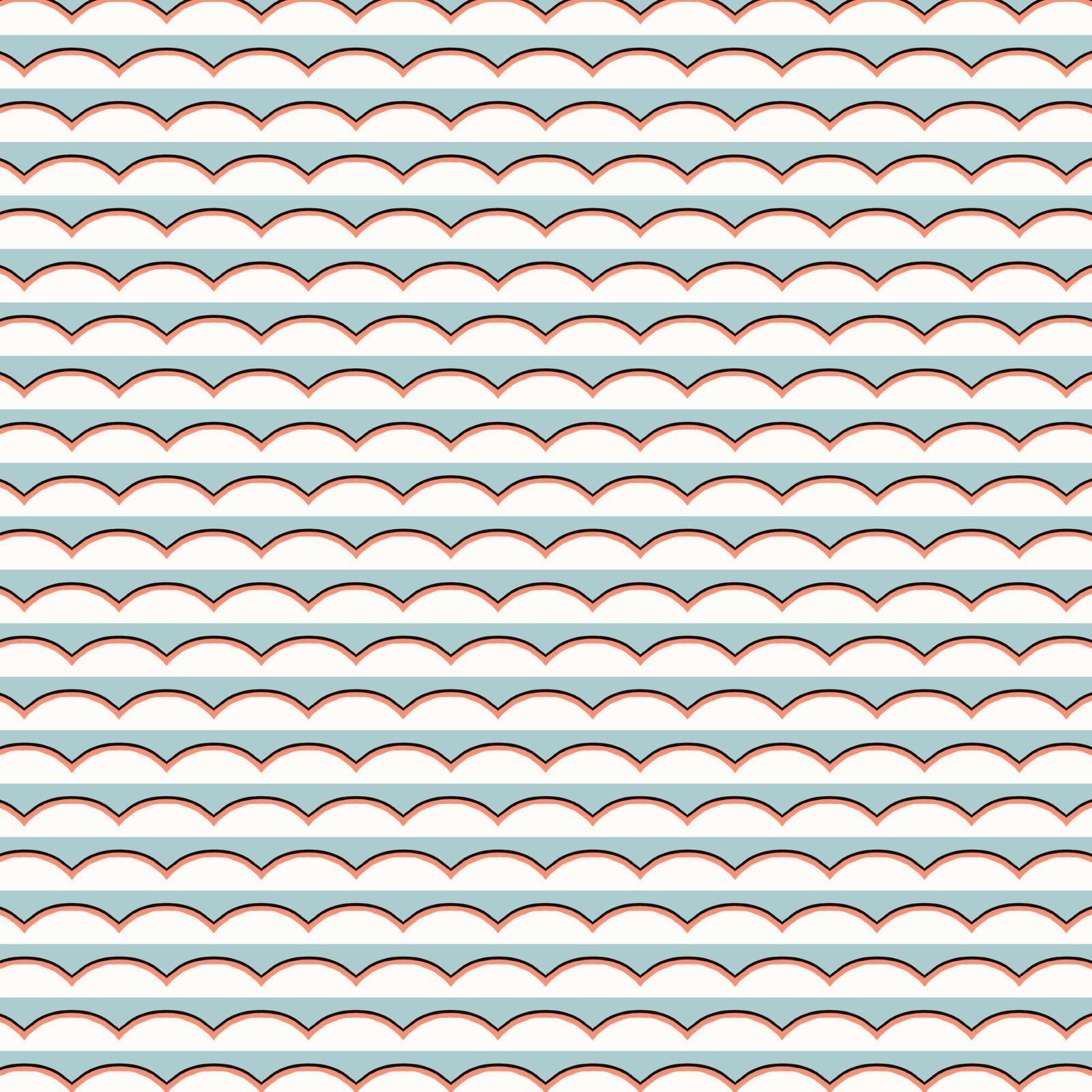 Scallops Wallpaper - Light Blue