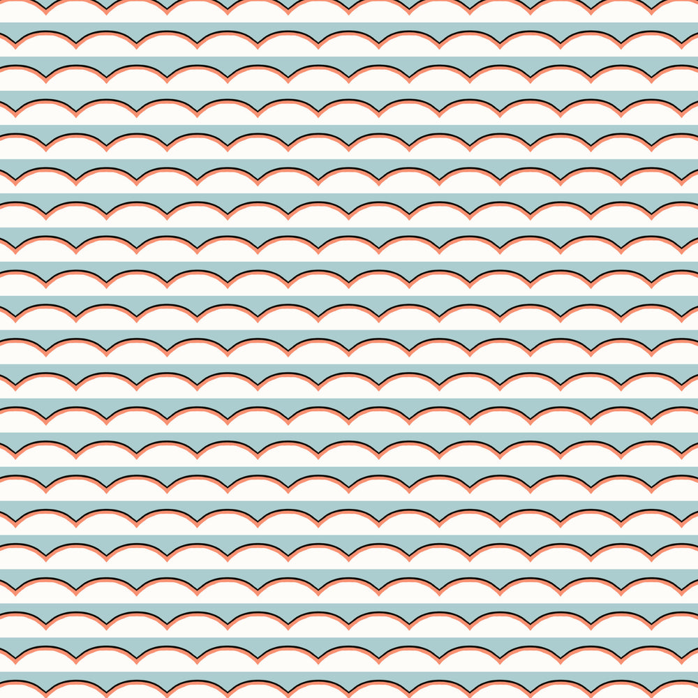 Scallops Wallpaper - Light Blue