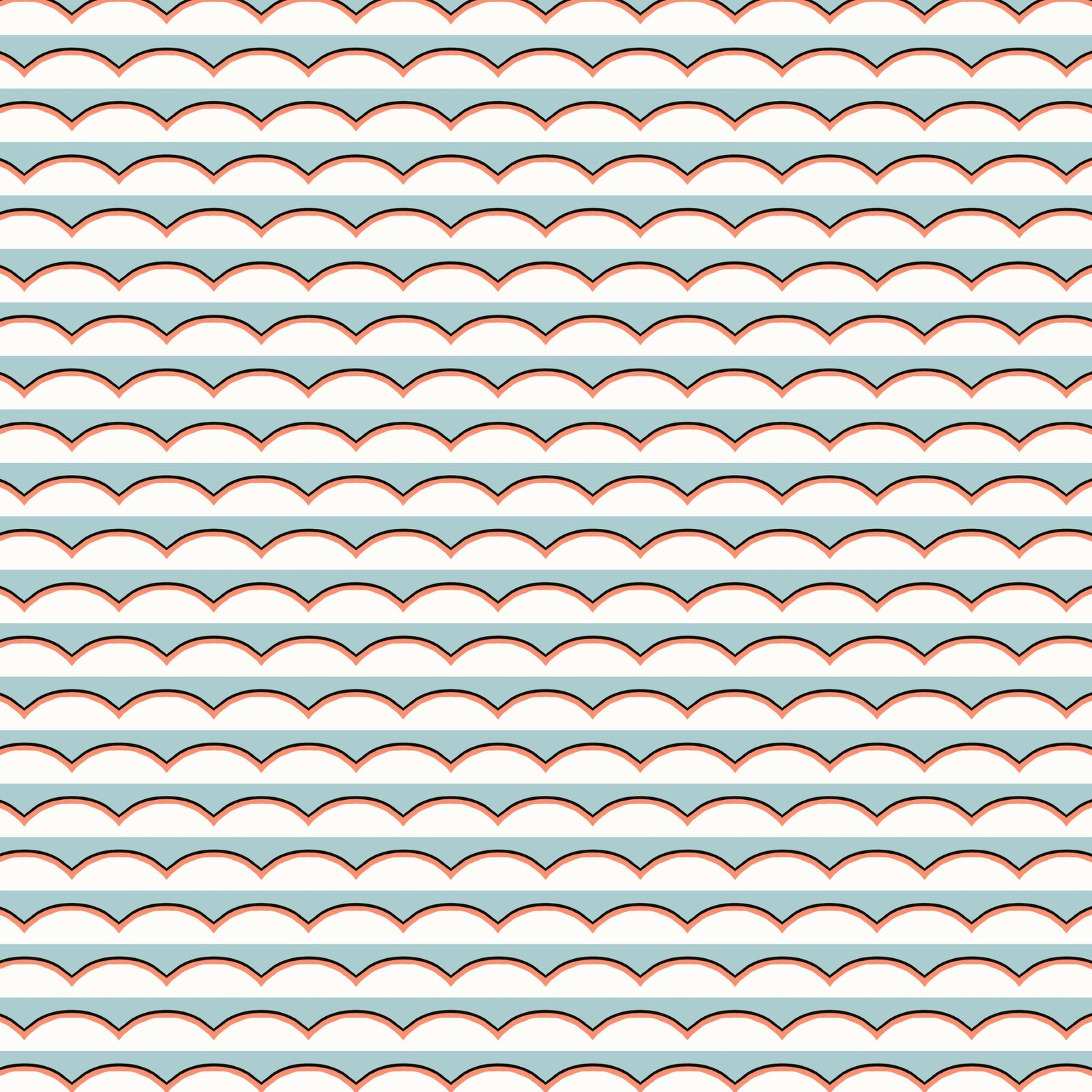 Scallops Wallpaper - Light Blue
