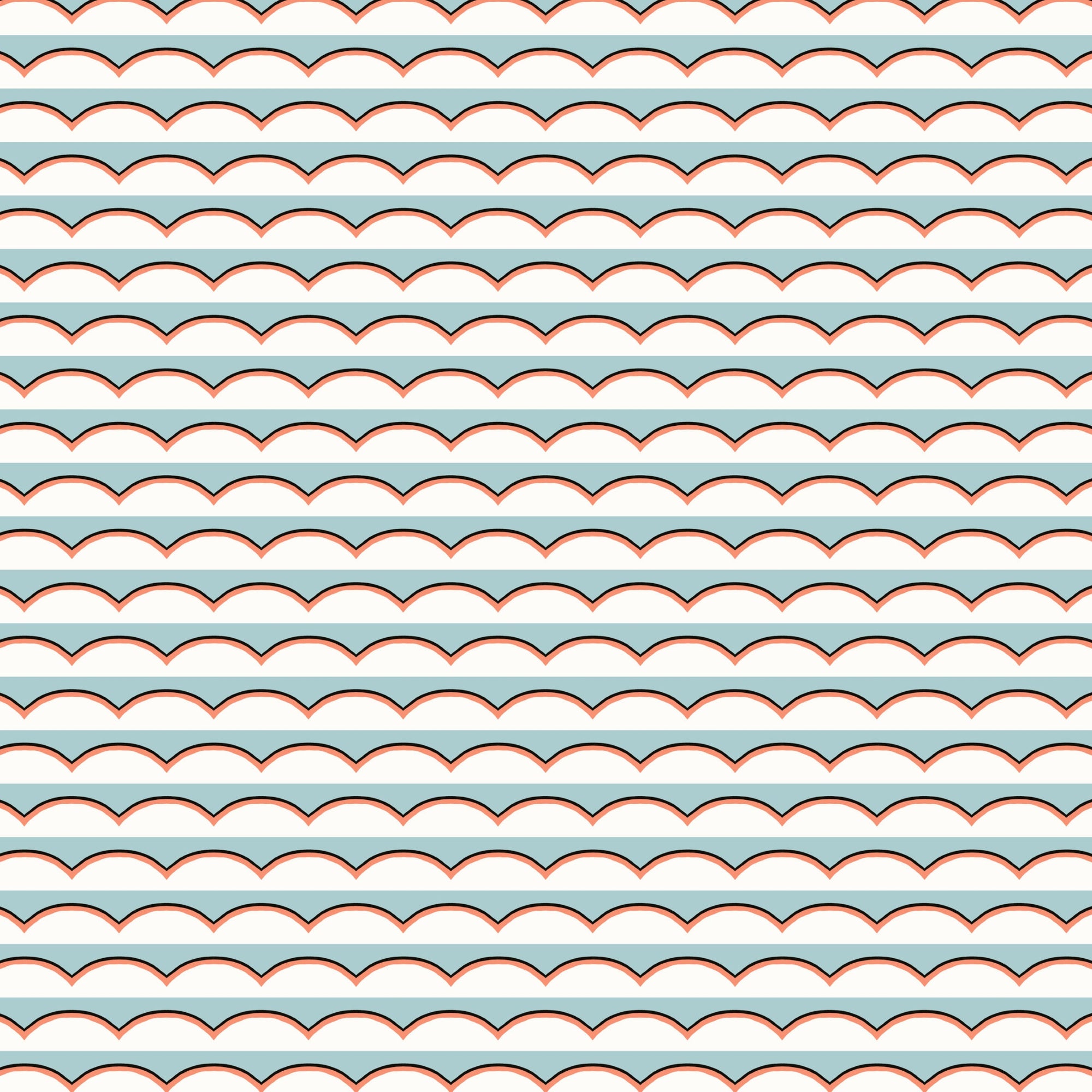 Scallops Wallpaper - Light Blue