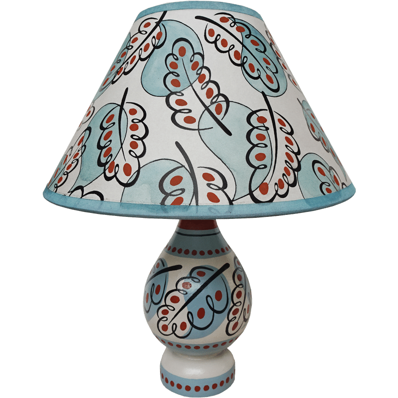 Paisley Leaf Vase Lamp - Blue
