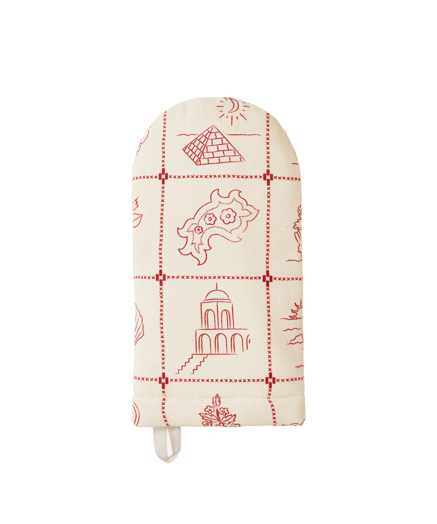 Redwork Oven Mitt in Red