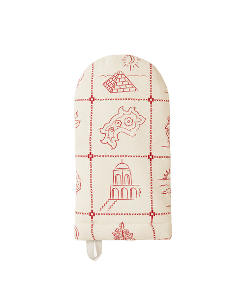 Redwork Oven Mitt in Red