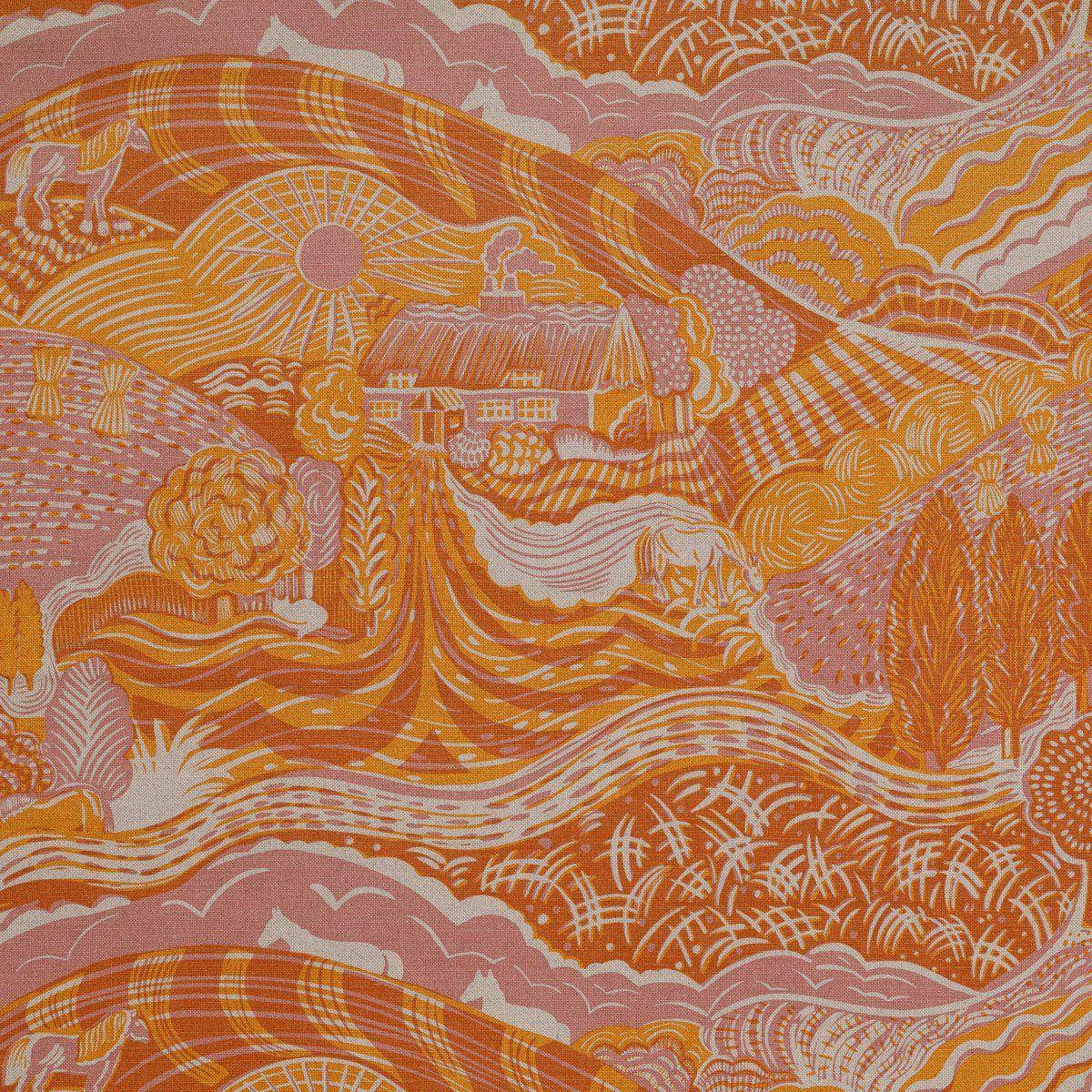 The Plough Fabric in Pink and Gold