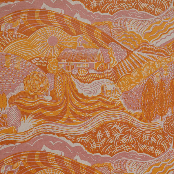The Plough Fabric in Pink and Gold
