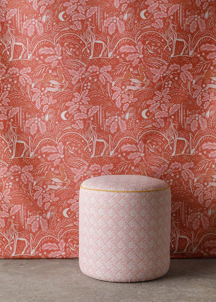 Thatch Pouffe in Stafford Pink