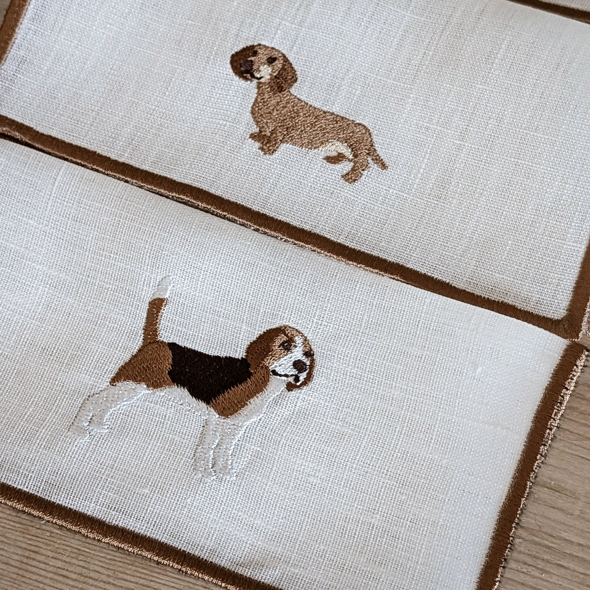 Puppy - Puppies Embroidery Cocktail Napkin Set (set of 6)