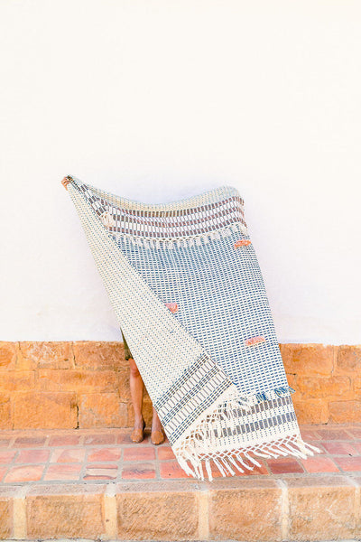 Organic Cotton Indigo & Apricot Throw