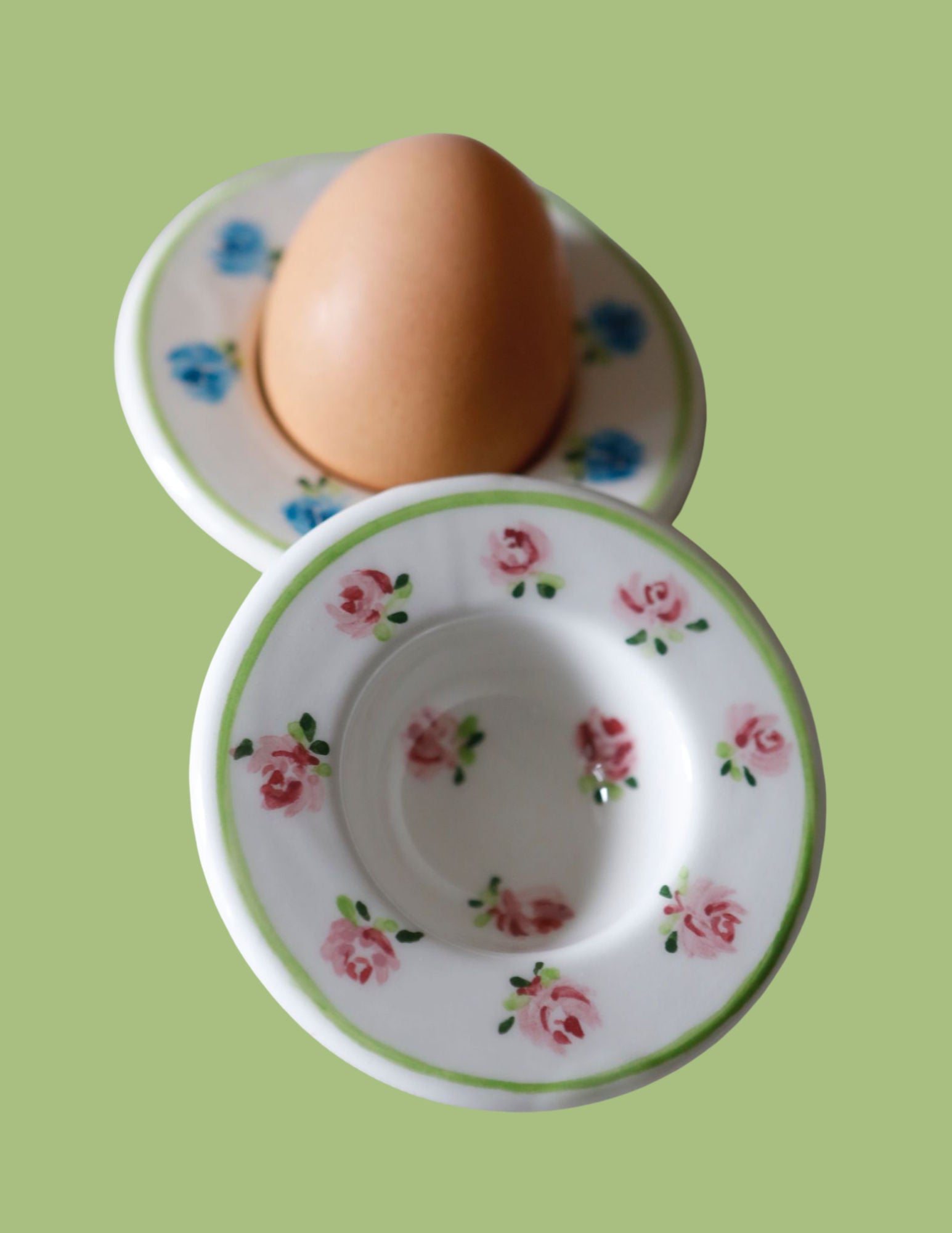 Ceramic Floral Egg Holders Set of Six
