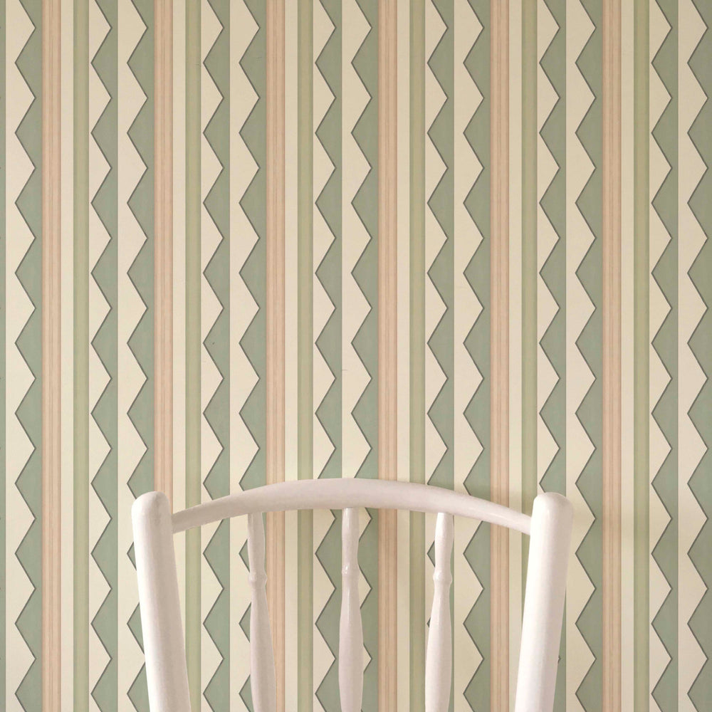 Bloomsbury Stripes Wallpaper - Soft Sage Green
