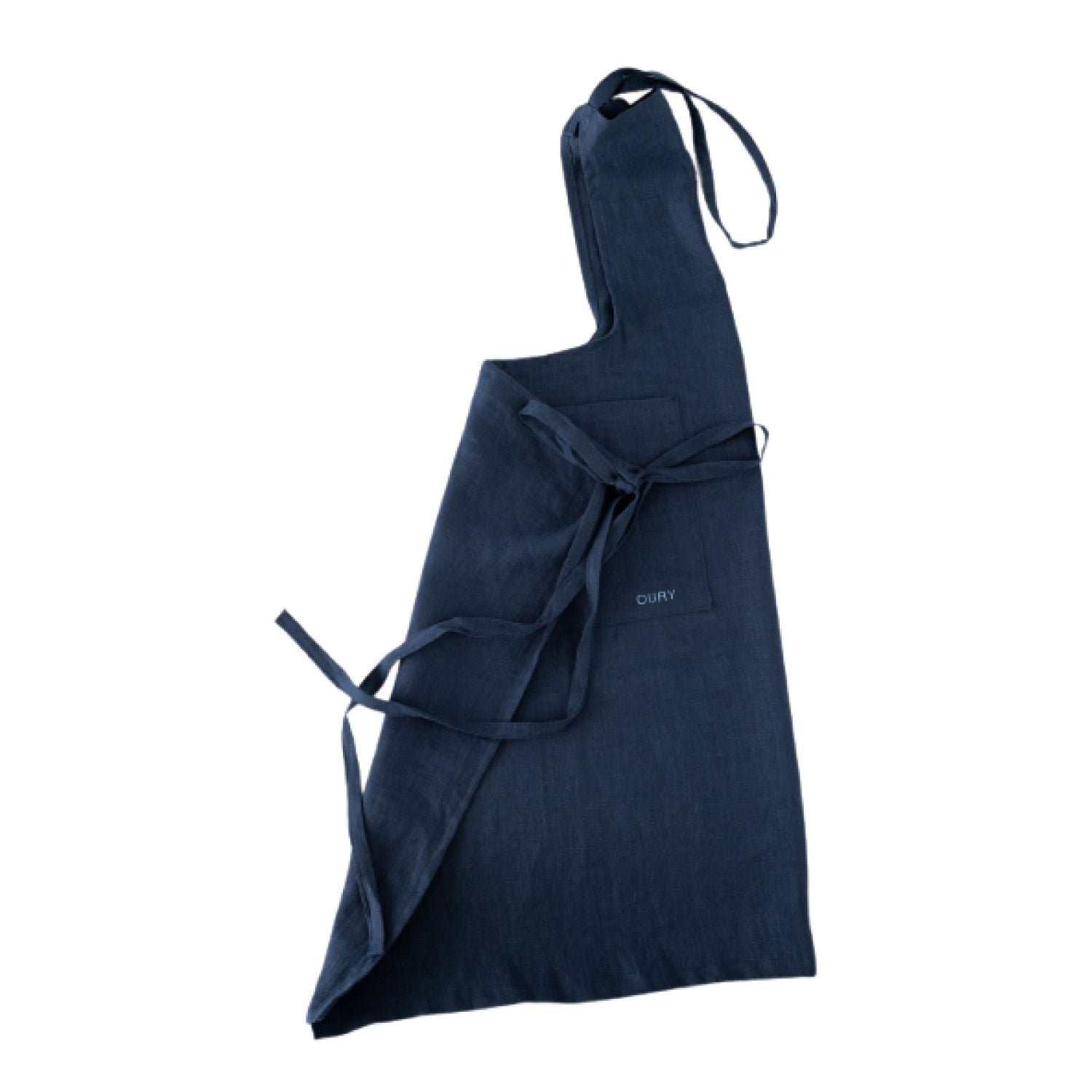 Handcrafted Linen Apron – Blue with Embroidery