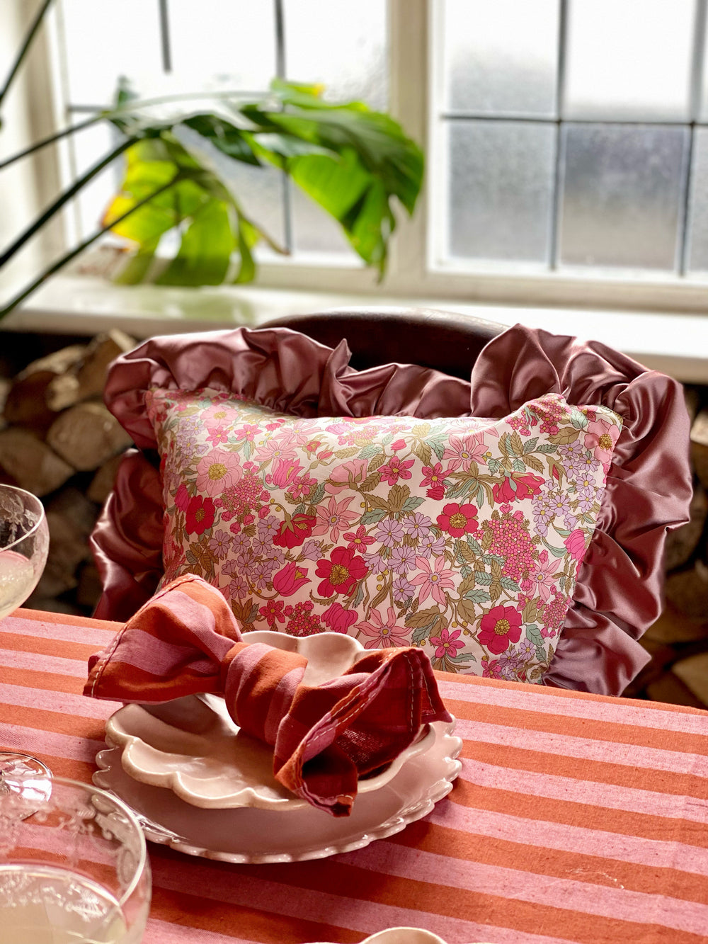 Ruffle Cushion made with Liberty Fabric 'Clarabell'