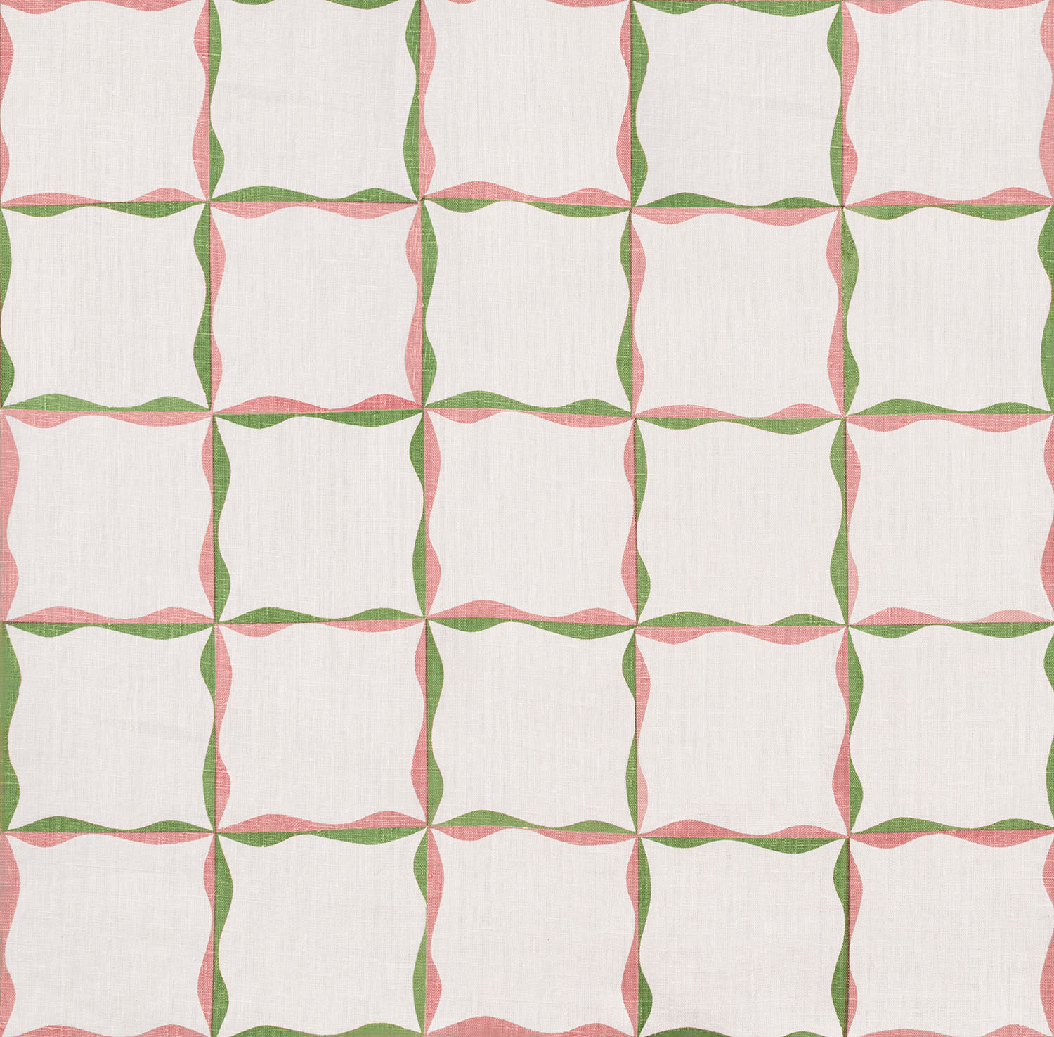 Ribbon Check Fabric (Plaster Pink and Sage Green)