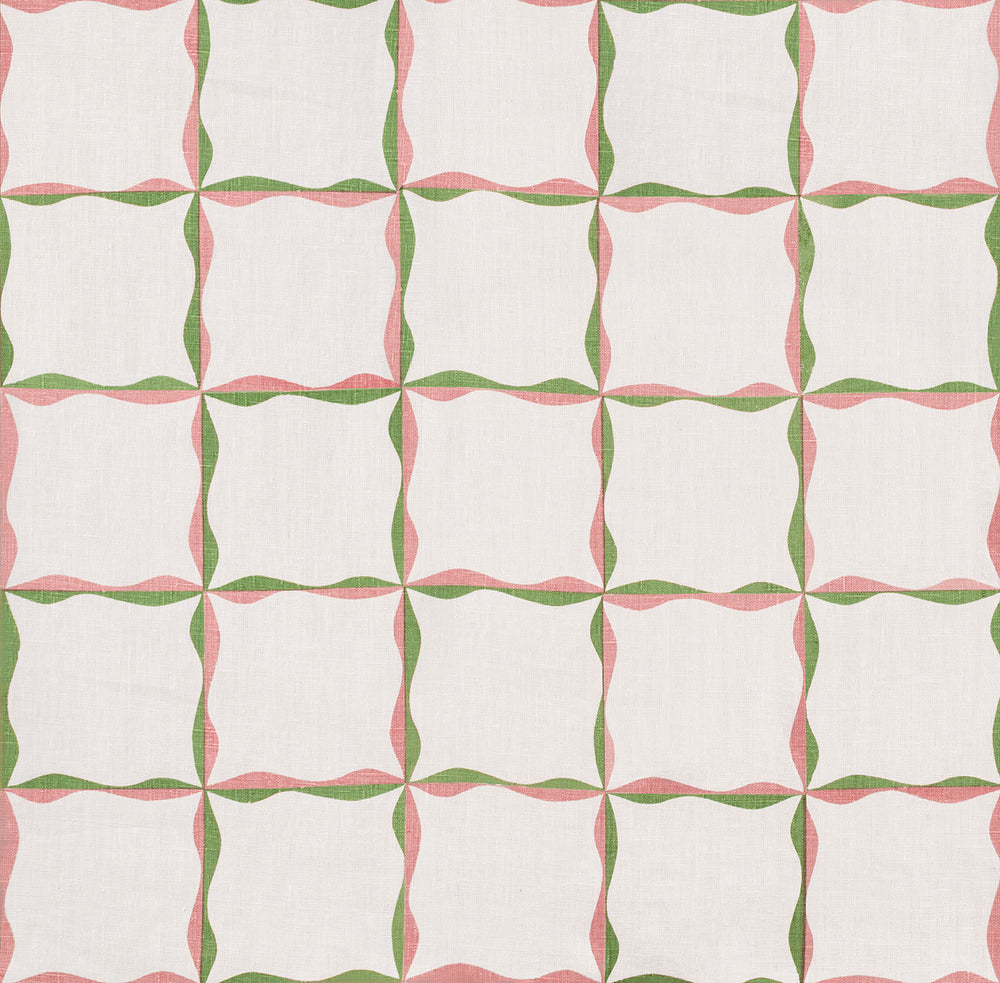 Ribbon Check Fabric (Plaster Pink and Sage Green)