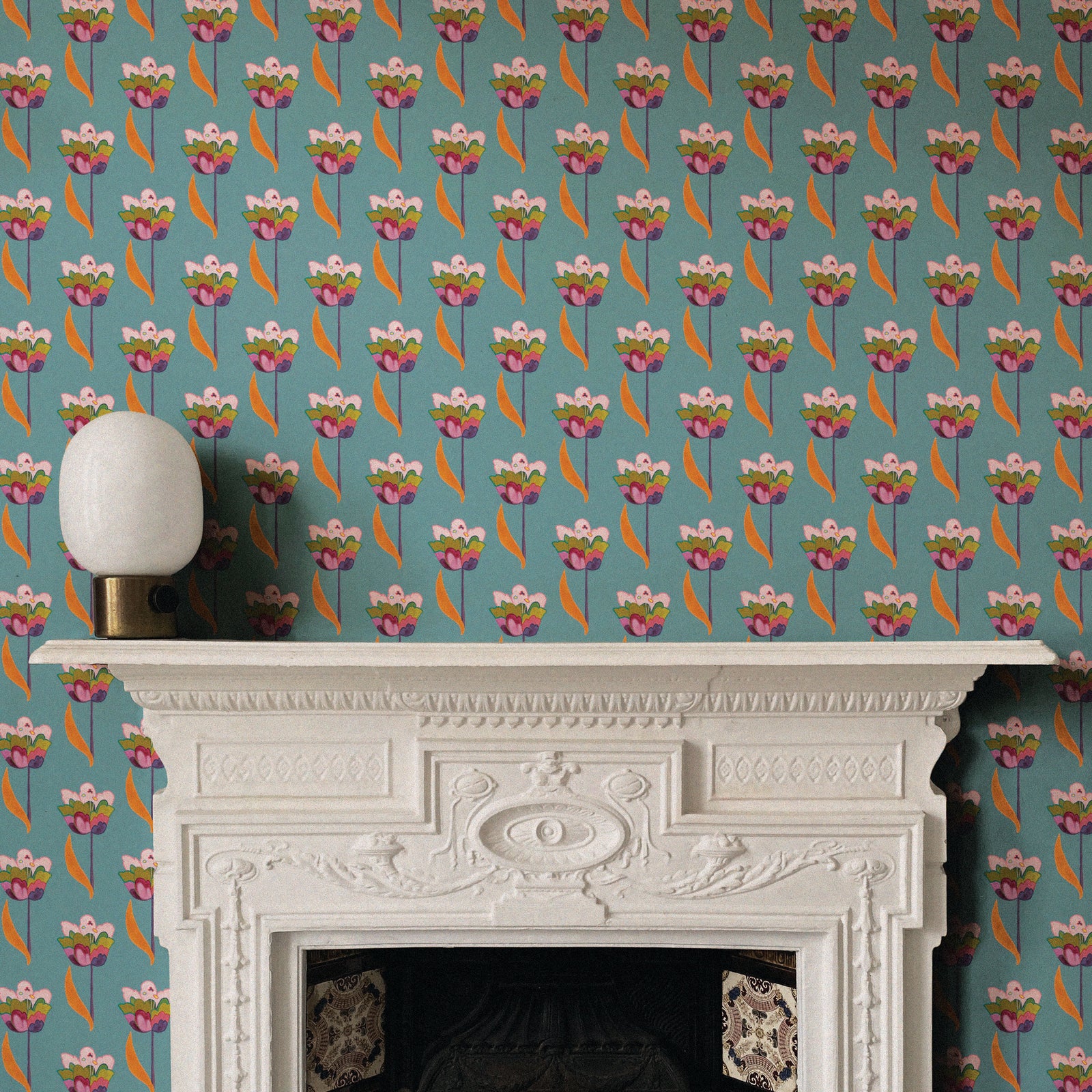 Tulips Wallpaper - Sea Blue