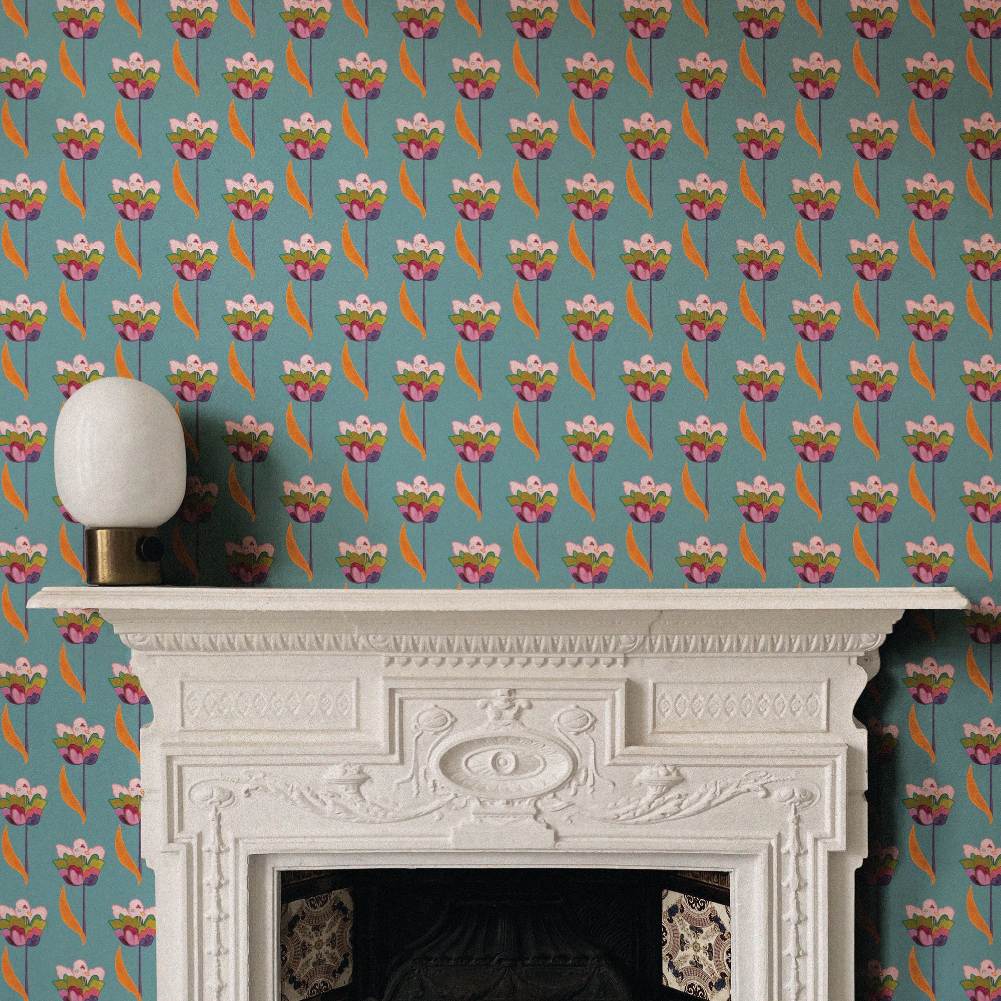 Tulips Wallpaper - Sea Blue