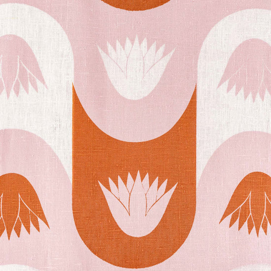 Papyrus Stripe Fabric (Orange and White on Dusty Pink)