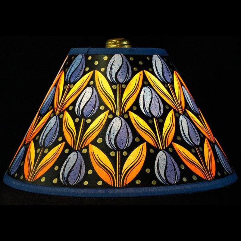 Tulips Hand Painted 10" Lampshade in Blue Gold